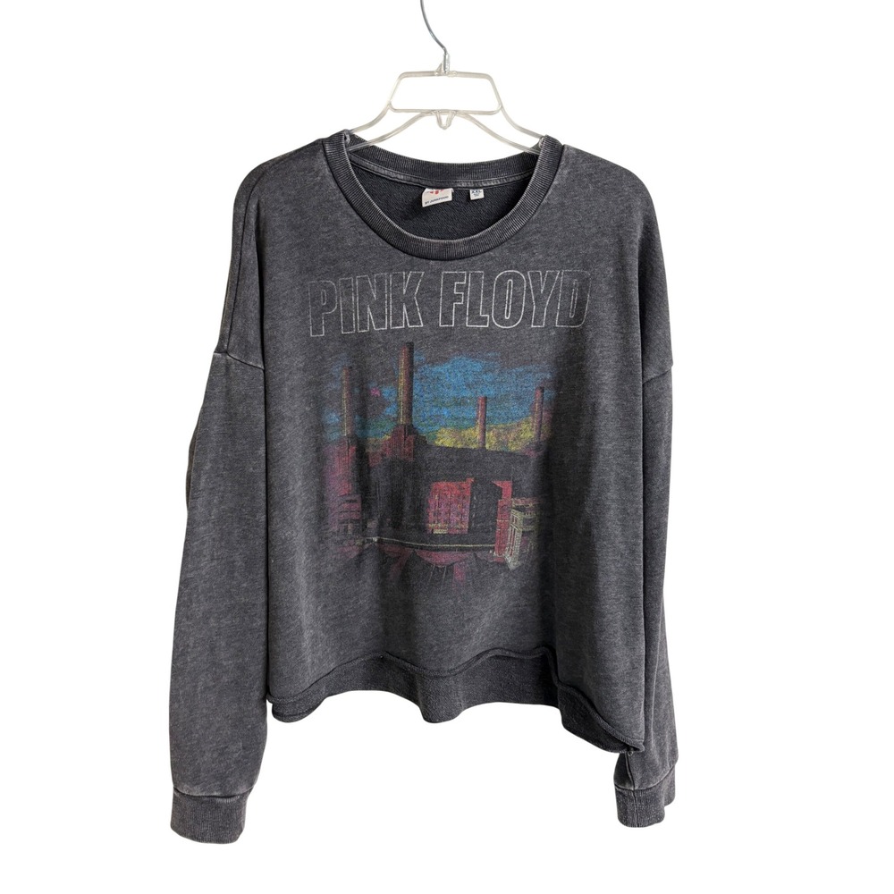 Junk Food Pink Floyd Animals Graphic Cropped Sweatshirt Charcoal Grey XXL